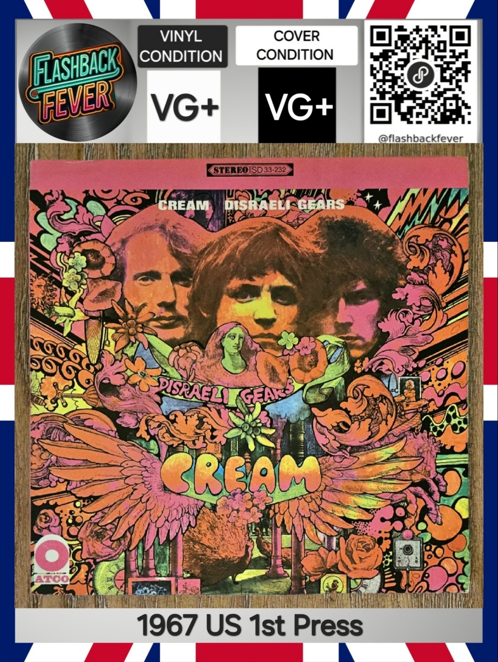 CREAM•Disraeli Gears•Dec 09, 1967 US Stereo (#SD 33-232) Terre Haute, 1st Press